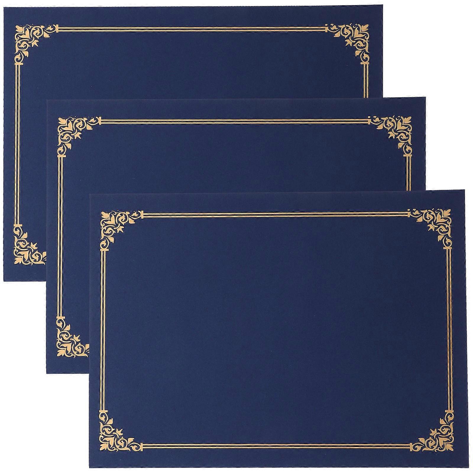 Navy Certificate Cover for Protection with Blank Paper Each Set Simple Design 3 Sets