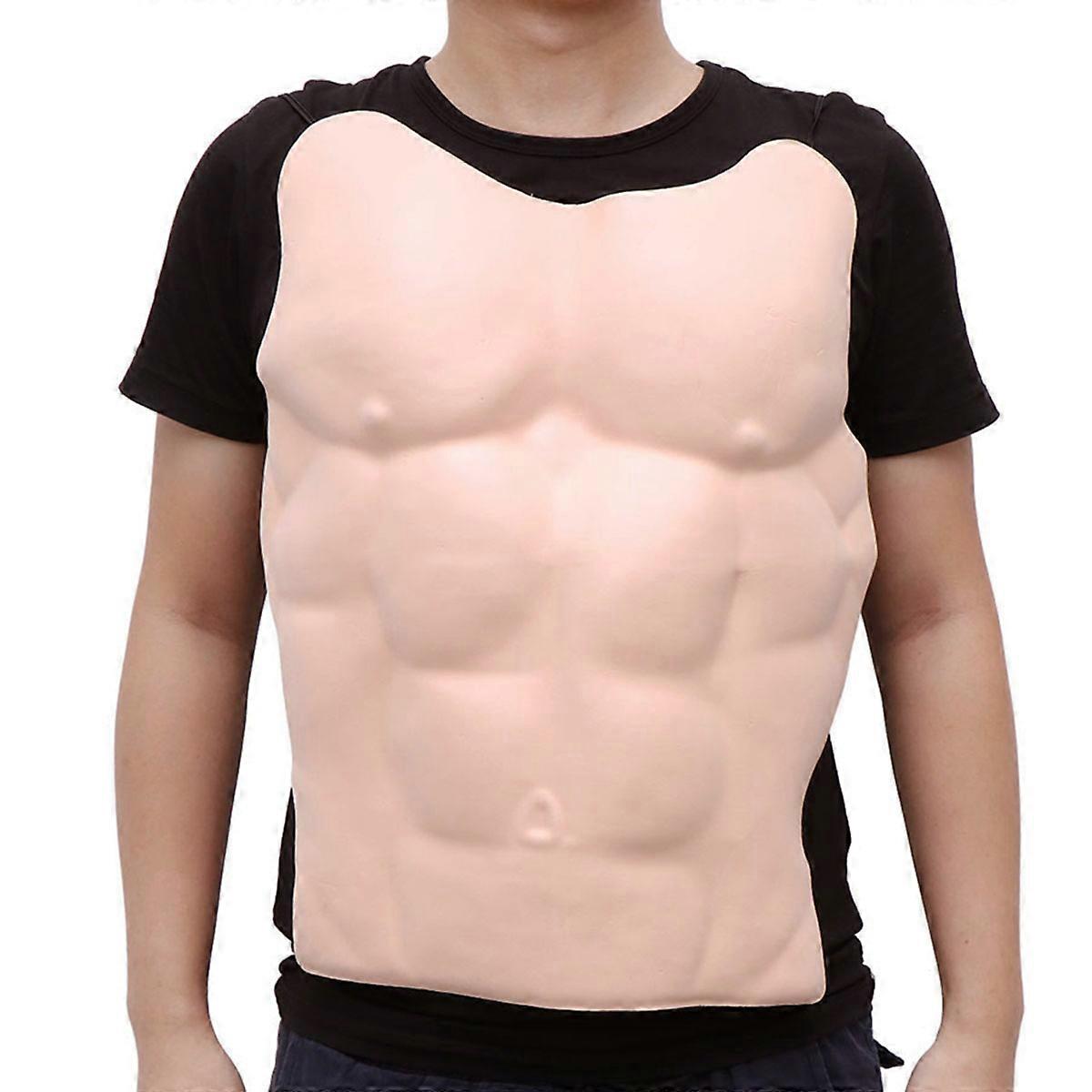 Costume Faux Muscle Halloween Costumes Pectoral Muscle Fake Chest Funny Costume for Masquerade Party Cosplay Beige 41x43cm 1Pcs