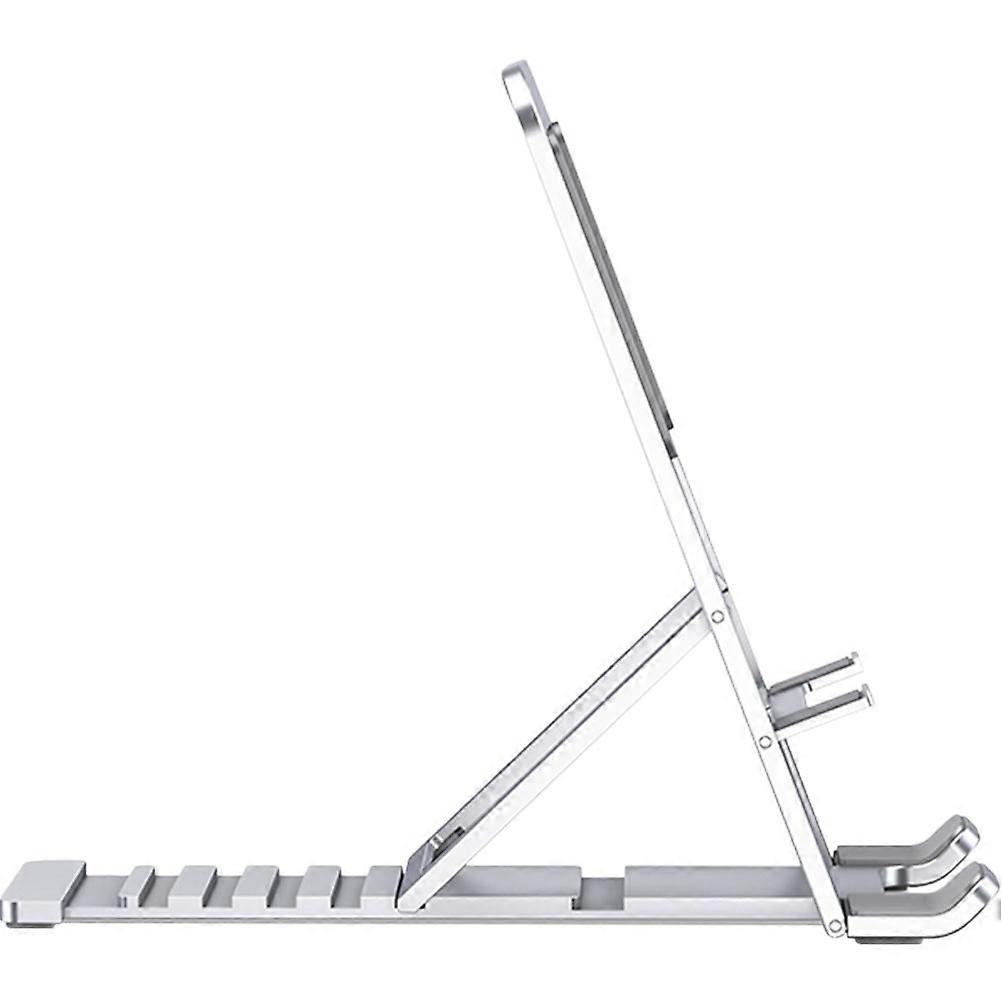 Aluminum Alloy Foldable Phone Stand for Home Use Silver Adjustable and Portable Desk Holder