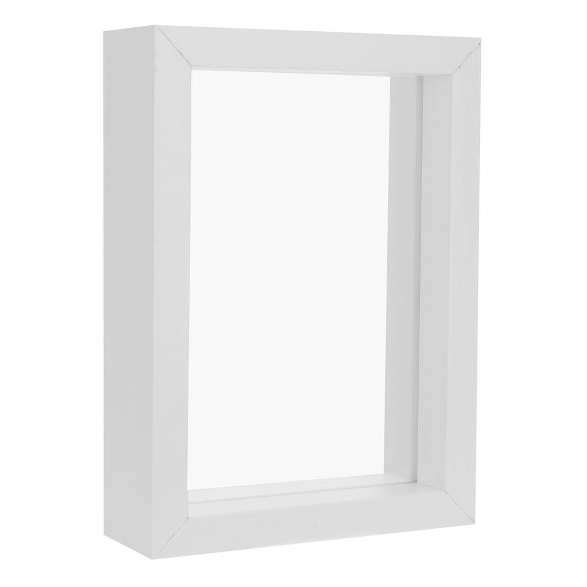 White MDF Photo Frame with Double Sided Glass for Decoration and Specimen Display 6 Inches