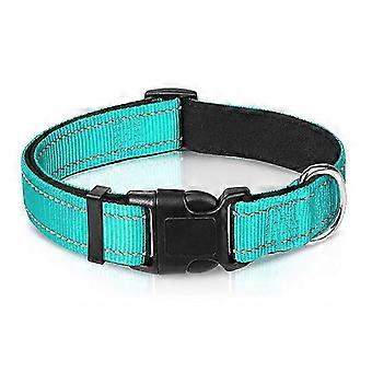 Reflective Dog Collar for Medium Dogs - Soft Neoprene Padded & Breathable Nylon Adjustable Pet Collar in Teal Color