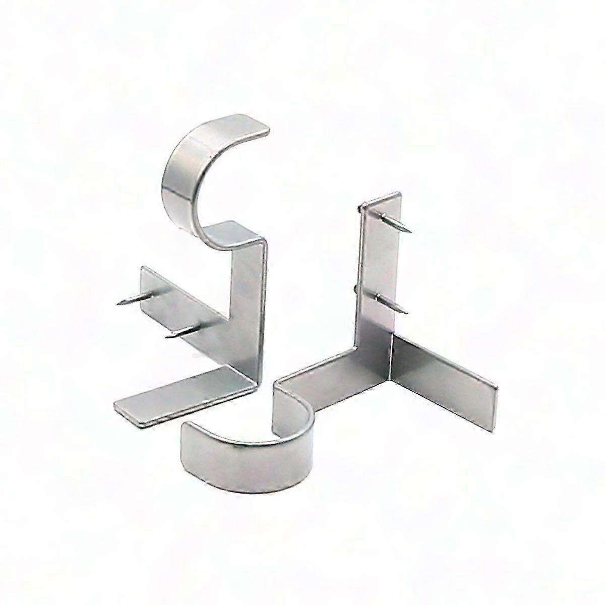 2PCS No Drill Curtain Rod Brackets for Hanging Window Frame, Silver Pole Holder Bracket Tap