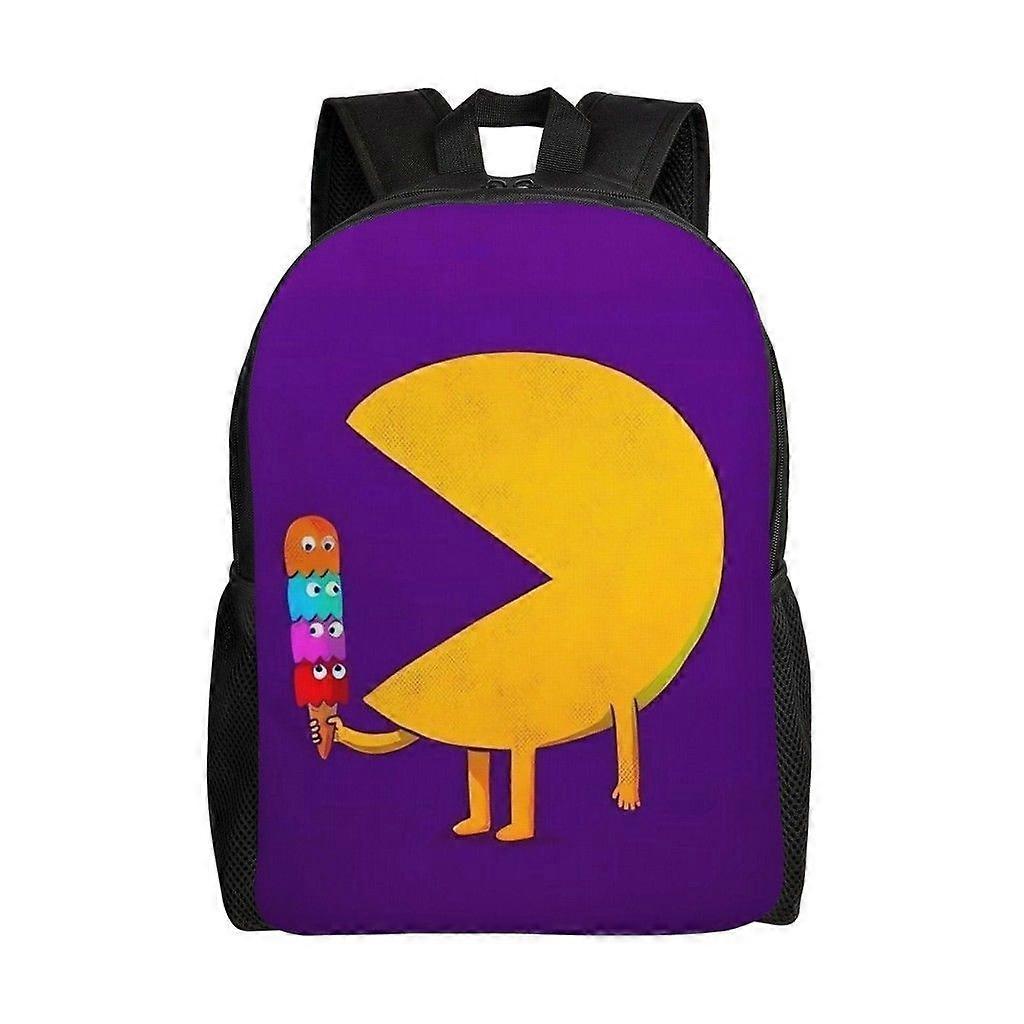 PAC MAN用途の広いバックパックウォッシャブルカジュアルスタイル学校学生バックパックトレンディオックスフォードクロスコンピューターバッグユニセックス-hjka3609