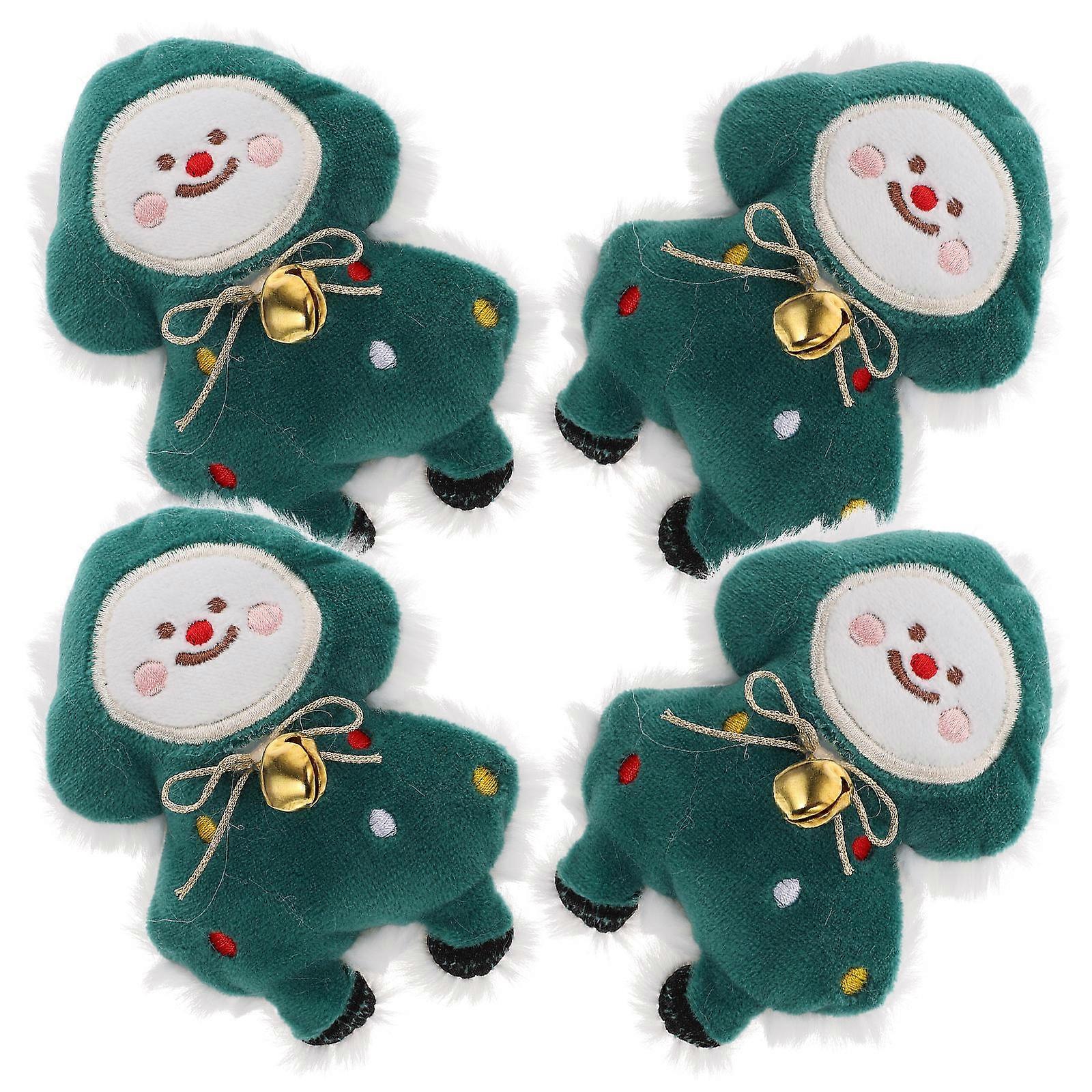 Teething Toys For Cats Plush Cartoon Kitten Chew Resistant Interactive Toy 4Pcs Green