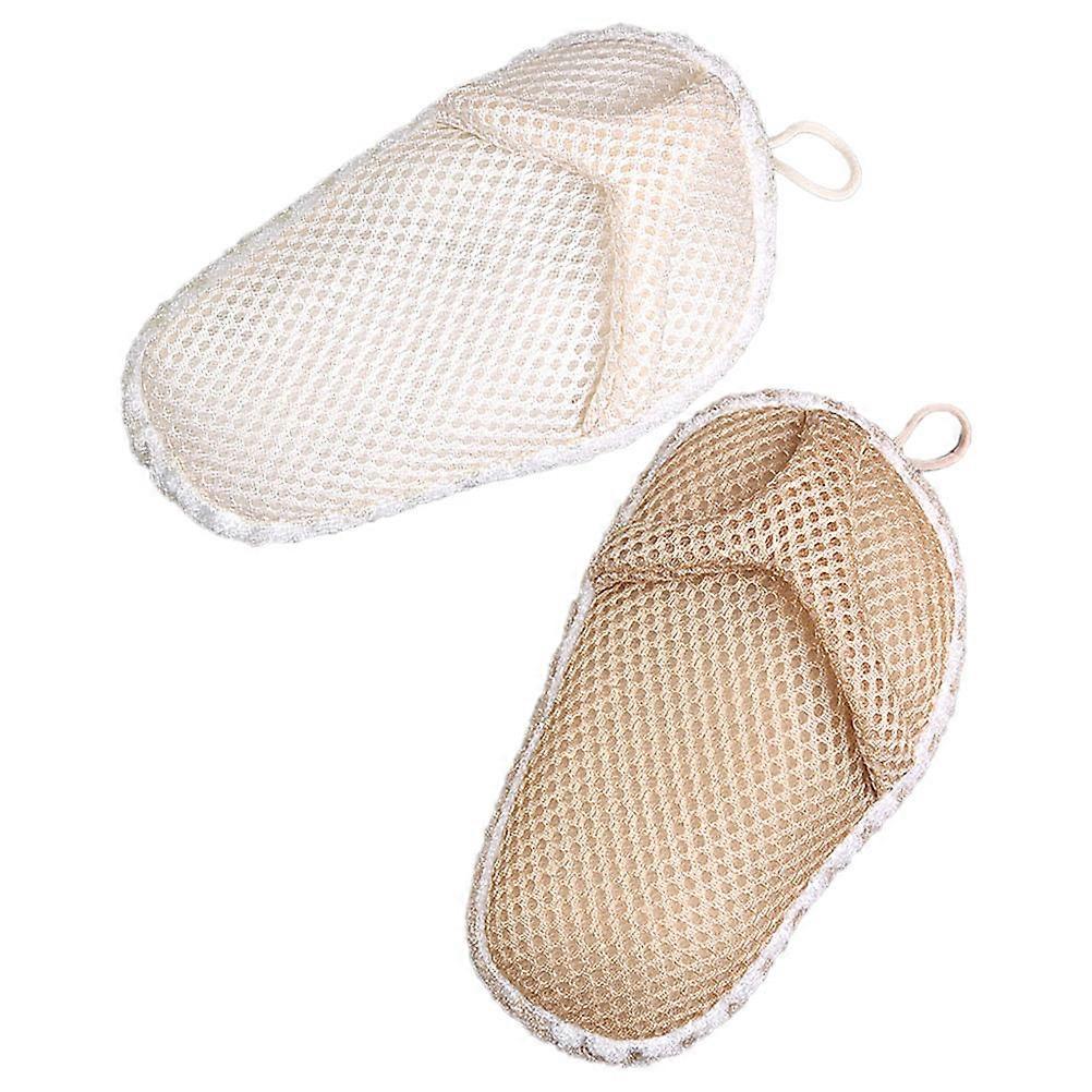 Exfoliating Bath Towel for Skin Scrubbing with Synthetic Fiber and Hanging Rope 2 Pcs Assorted Color