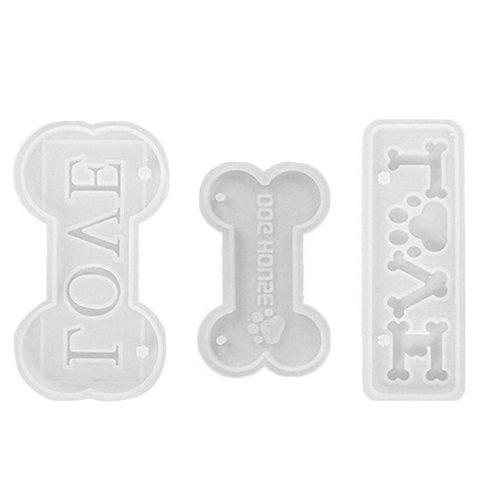 1 Set Dog Bone Tag Mold Silicone Fondant Mold Resin Keychain Mold DIY Bone Casting Mould