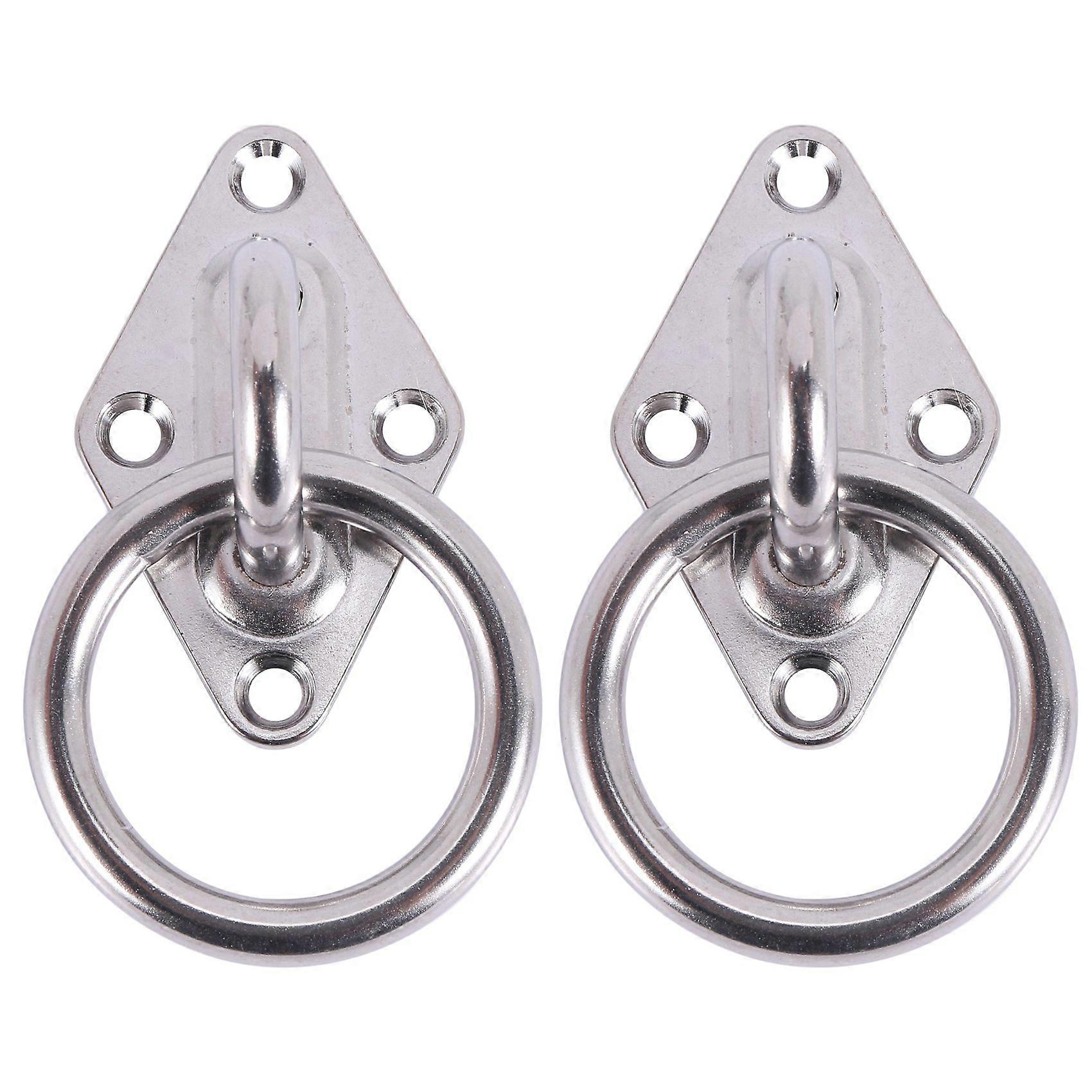 2X 80Mmx50Mm Mounting Hook For Wall Or Ceiling With Round Ring Stainless Steel - Bracket / Attachmen