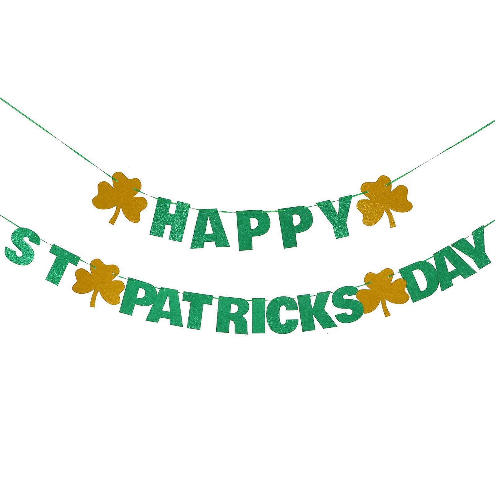 Green Festive Bunting Party Hanging Adornment Made of Paper for St Patrick's Day Celebrations