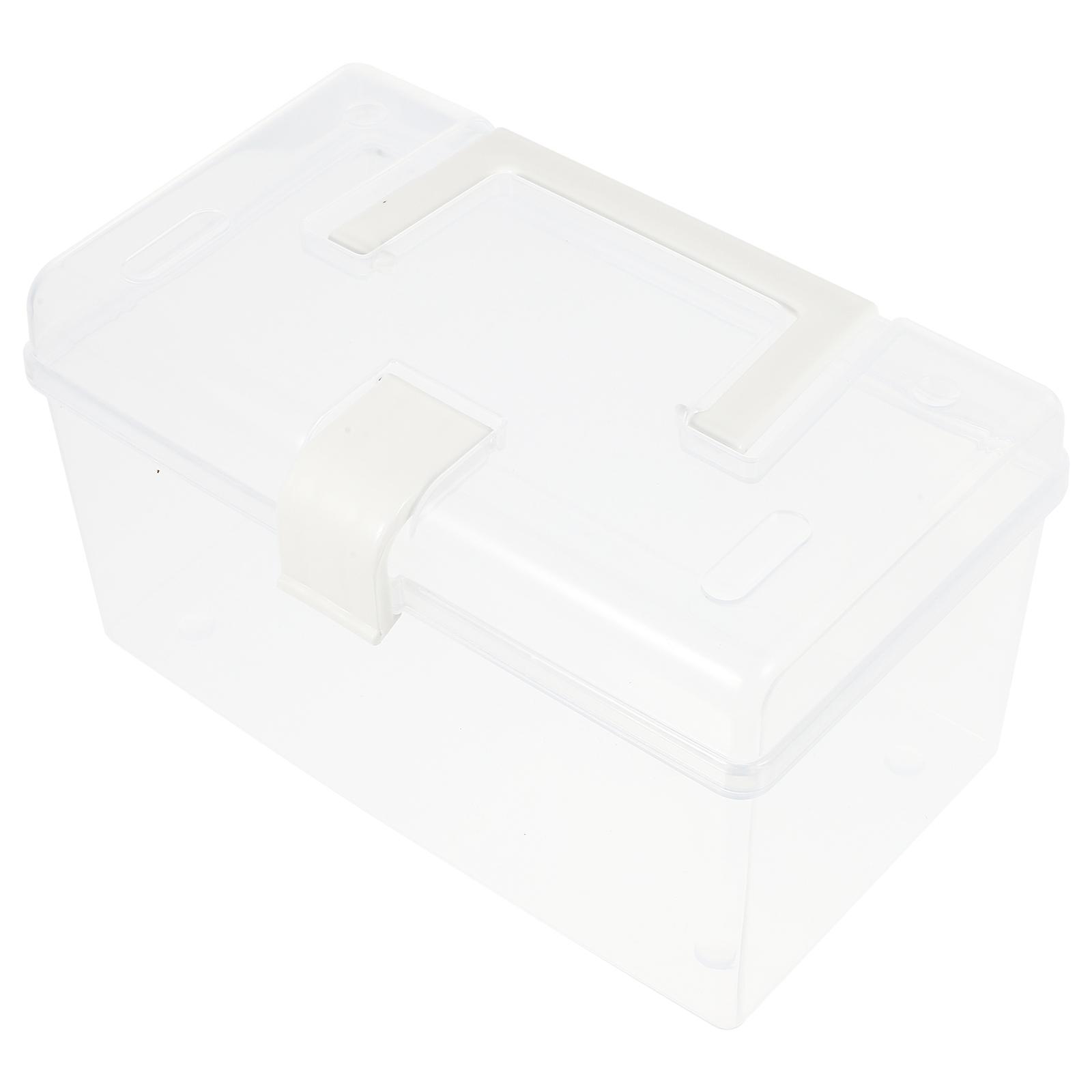 Transparent Portable Storage Box with Handle Made of Durable PP Material for Home Office Use Large Capacity