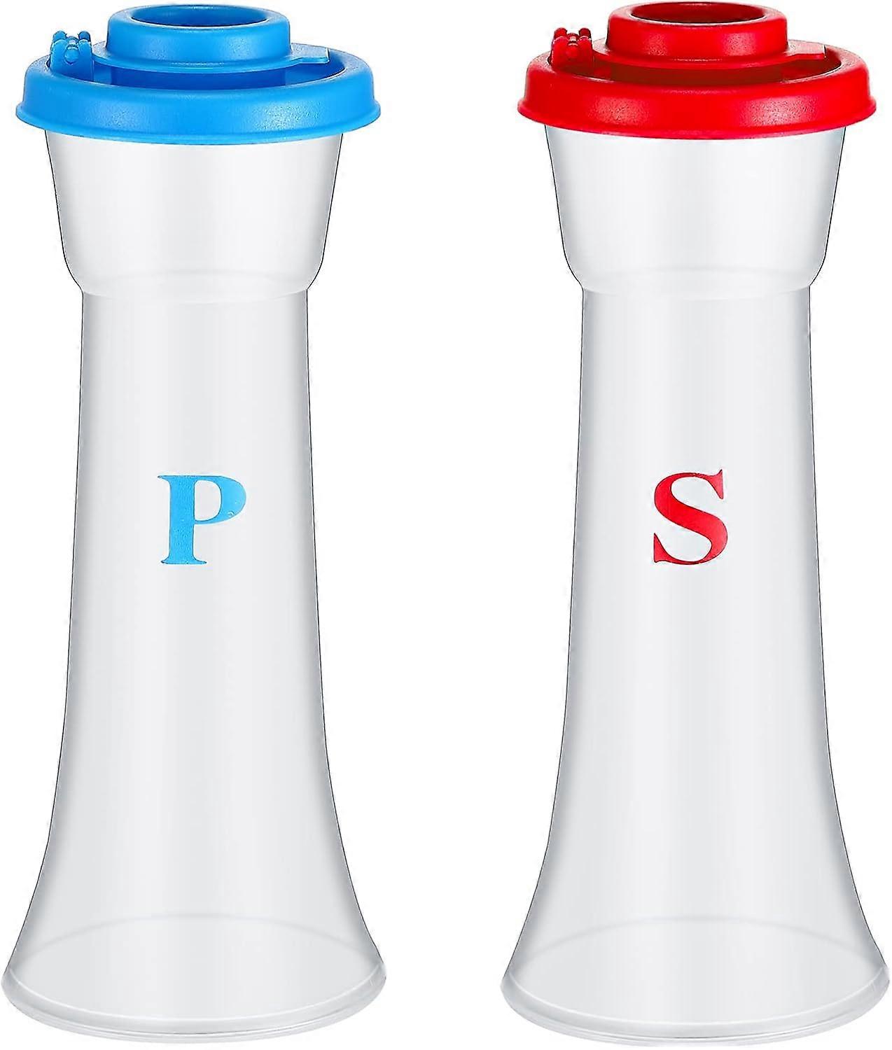 Set of 2 Plastic Salt Pepper Shakers with Lids Large Hourglass