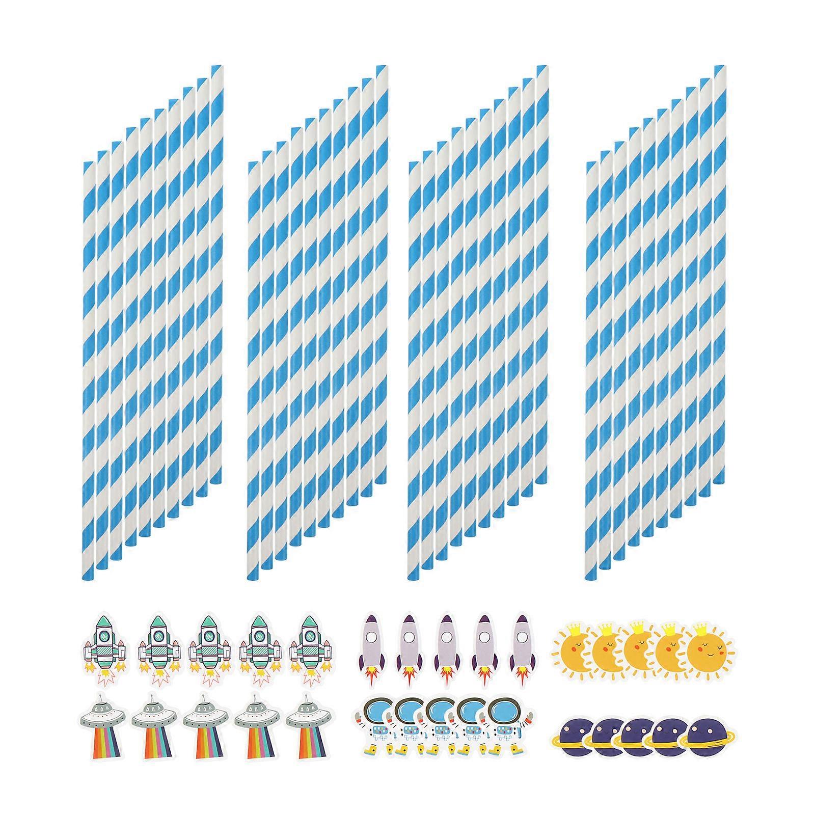 Decorative Drinking Straws For General Users Practical Design Striped 40 Pcs