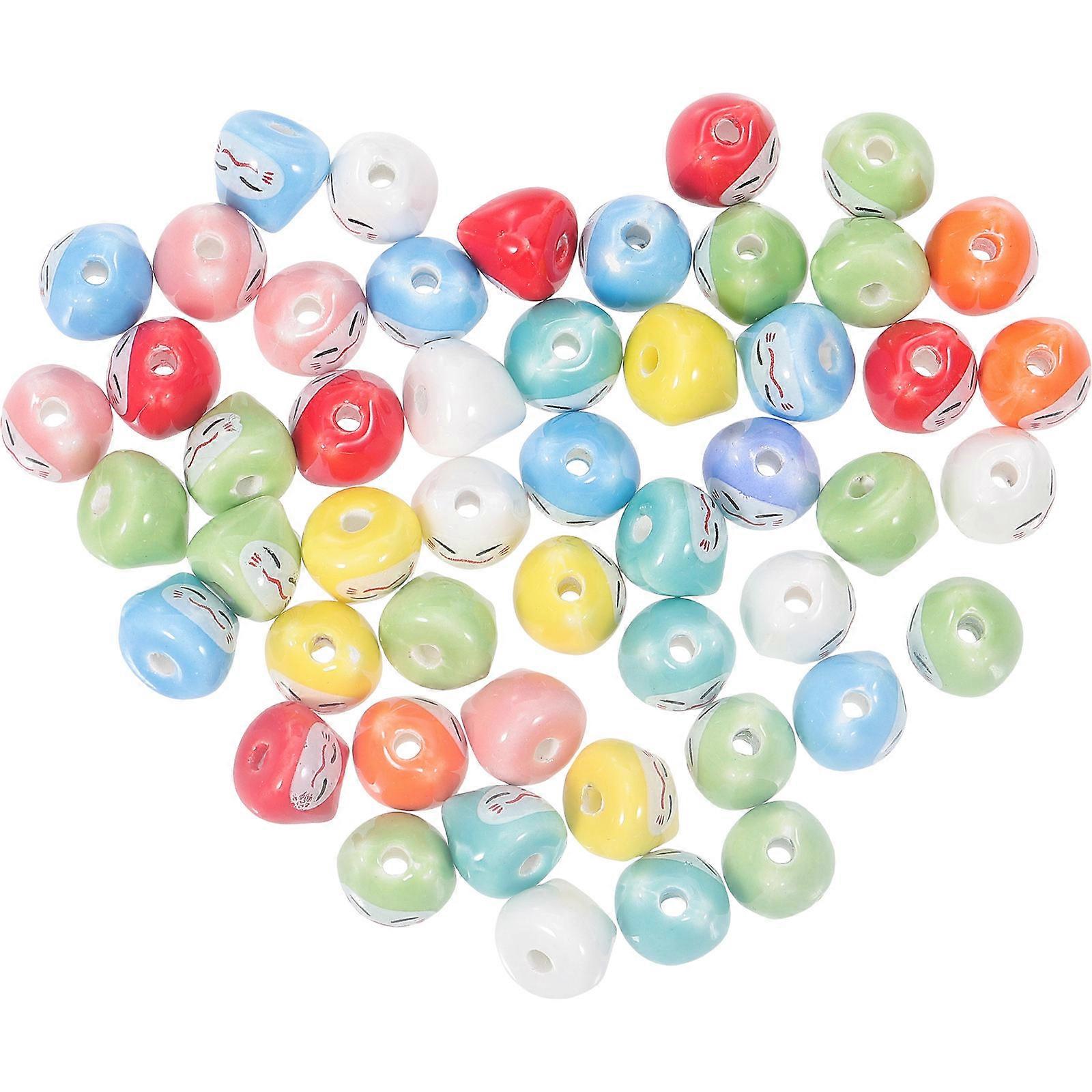 Cat Shape Jewelry Making Beads For DIY Accessory Projects In Multi Color 50Pcs