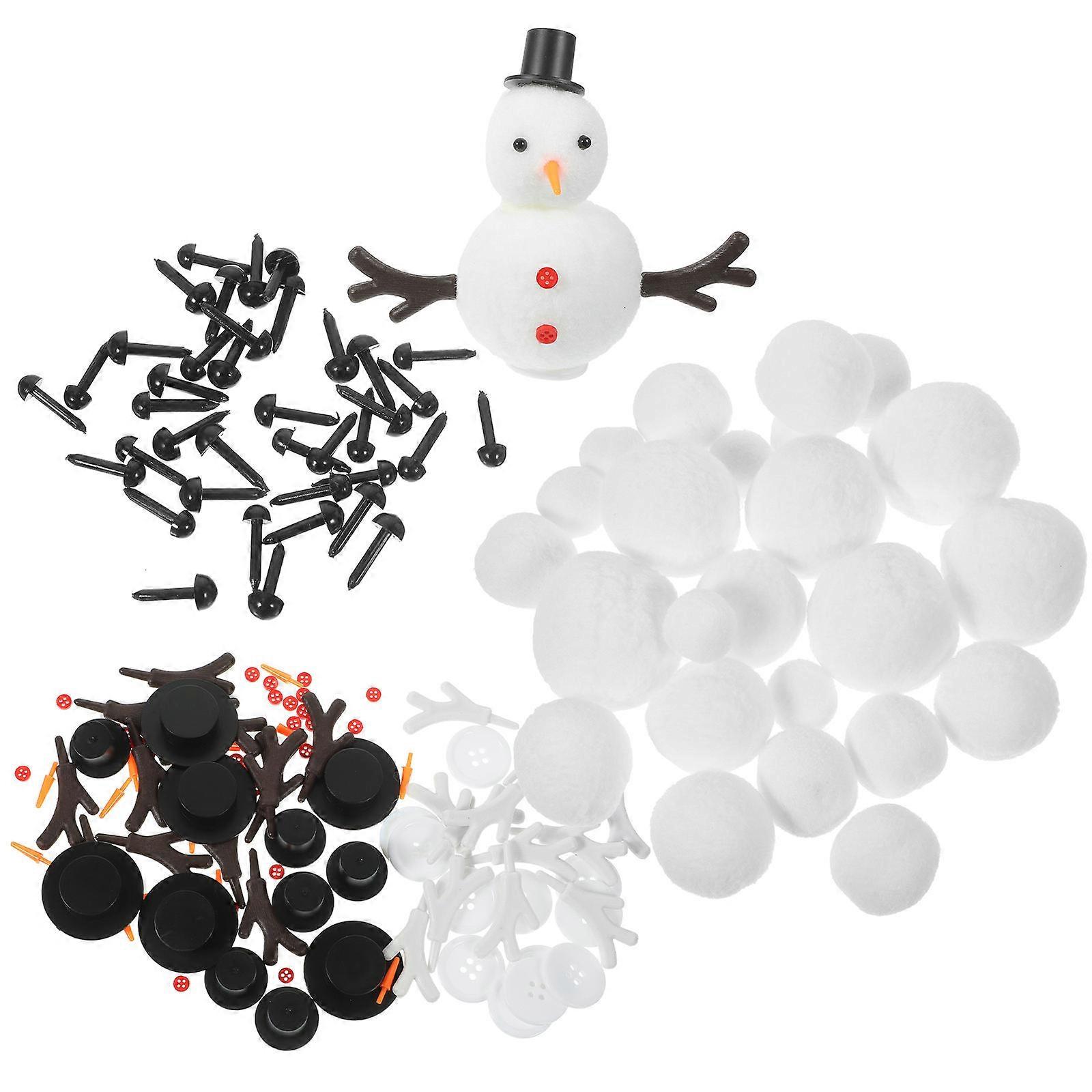 DIY Snowman Making Kit 1 Set For Christmas Party With Assorted Color Mini Hats Plastic Wig Accessories