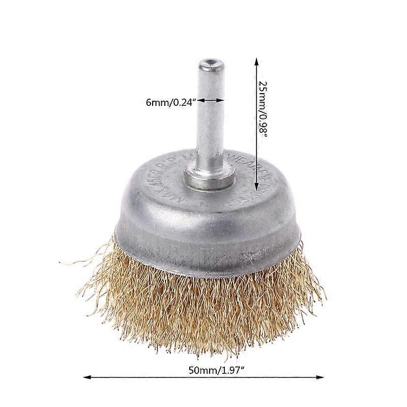 1 pc. Bowl wire brush 6mm shank diameter flat round steel wire electric drill grinder polish wheel rust removal tool