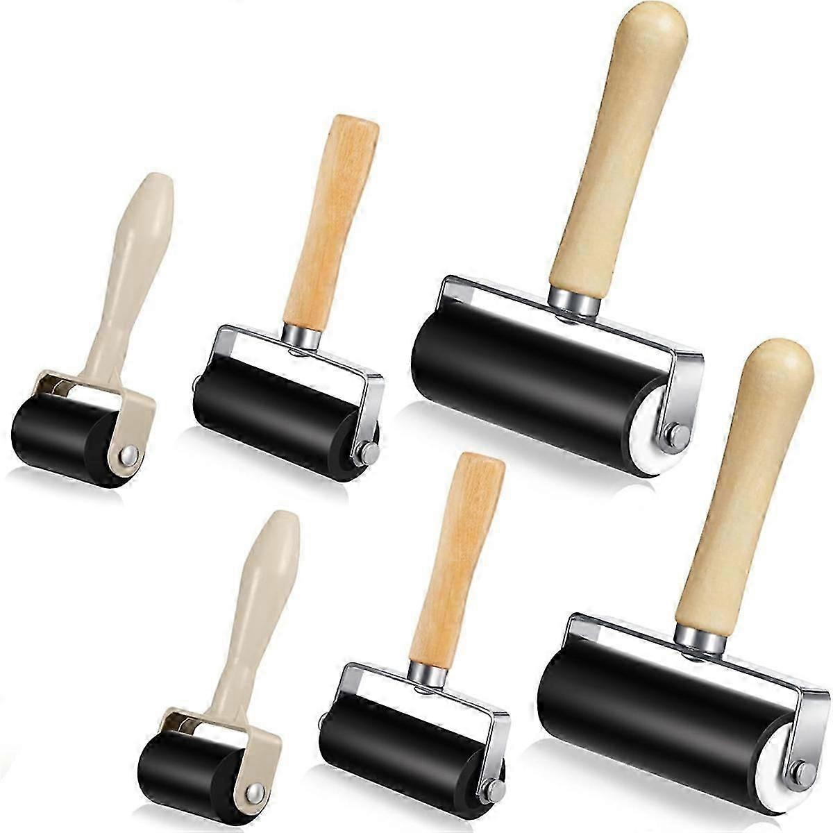 6-Piece Rubber Roller for Adhesive Printing, Ink Block Paper