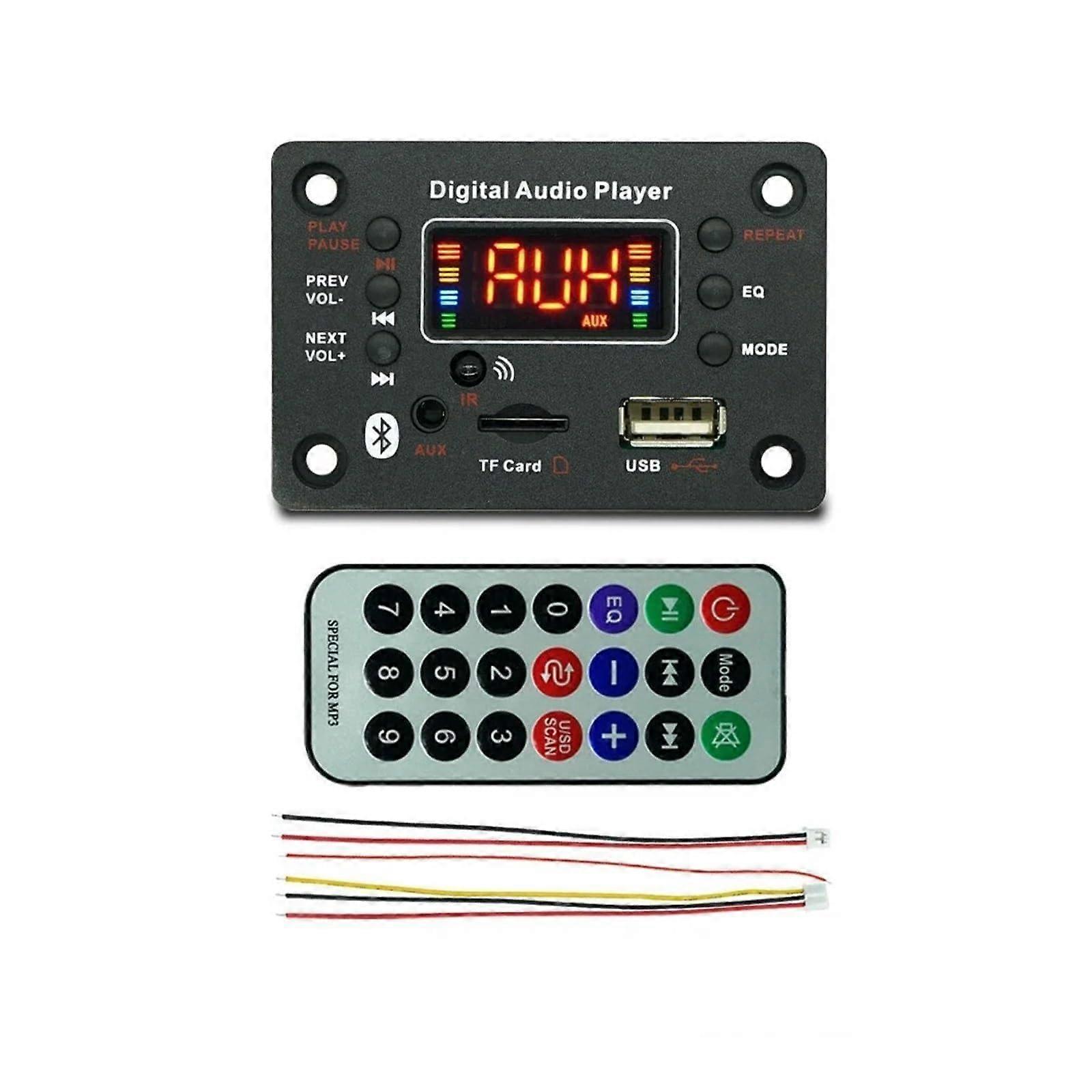 Bluetooth 5.0 MP3 Decoder Board with 2 x 40W Amplifier, 12V Car FM Radio Module, Supports TF USB Mic and Call Recording