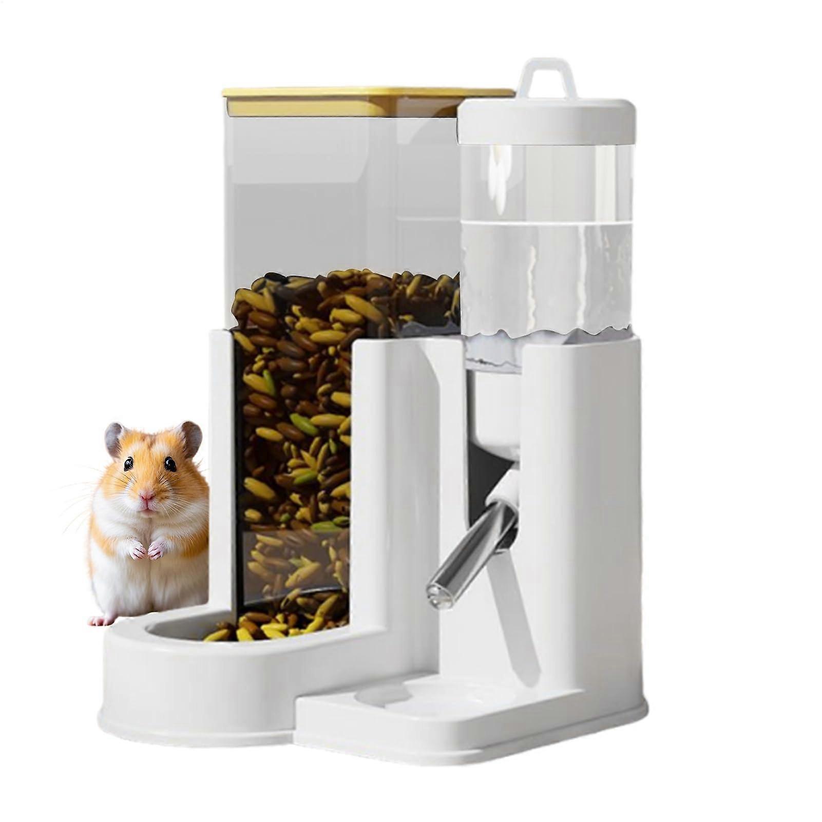 Hamster Water Dispenser Automatic Feeder 2in1 Rabbit Water Bottle for Cages Yellow