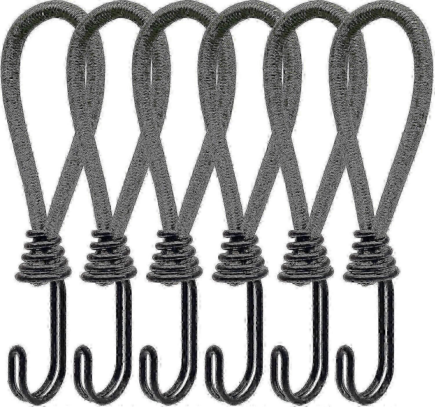 6pcs Rubber Bungee Cord With Spiral Hooks For Tents, Tarps, Pvc Banners