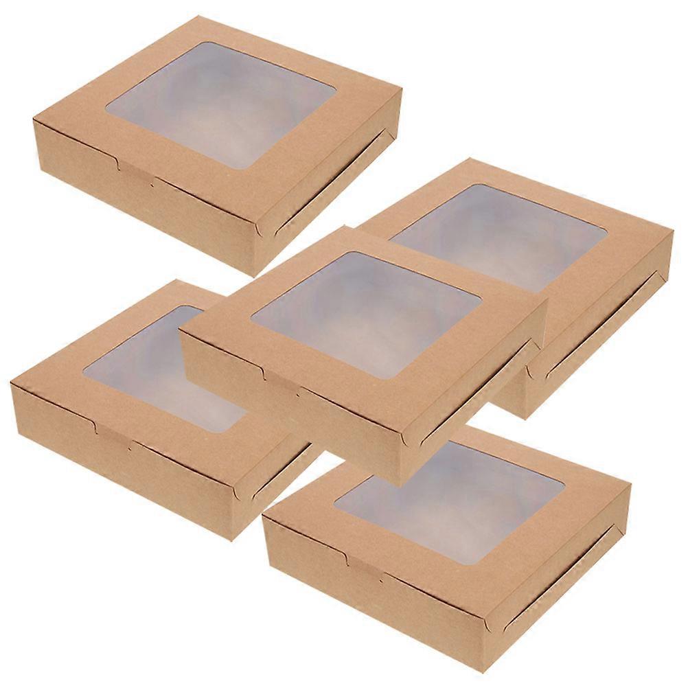 5Pcs Bakery Boxes Cookie Boxes with Window Kraft Paper Cake Boxes Baking Cake Boxes Package Boxes