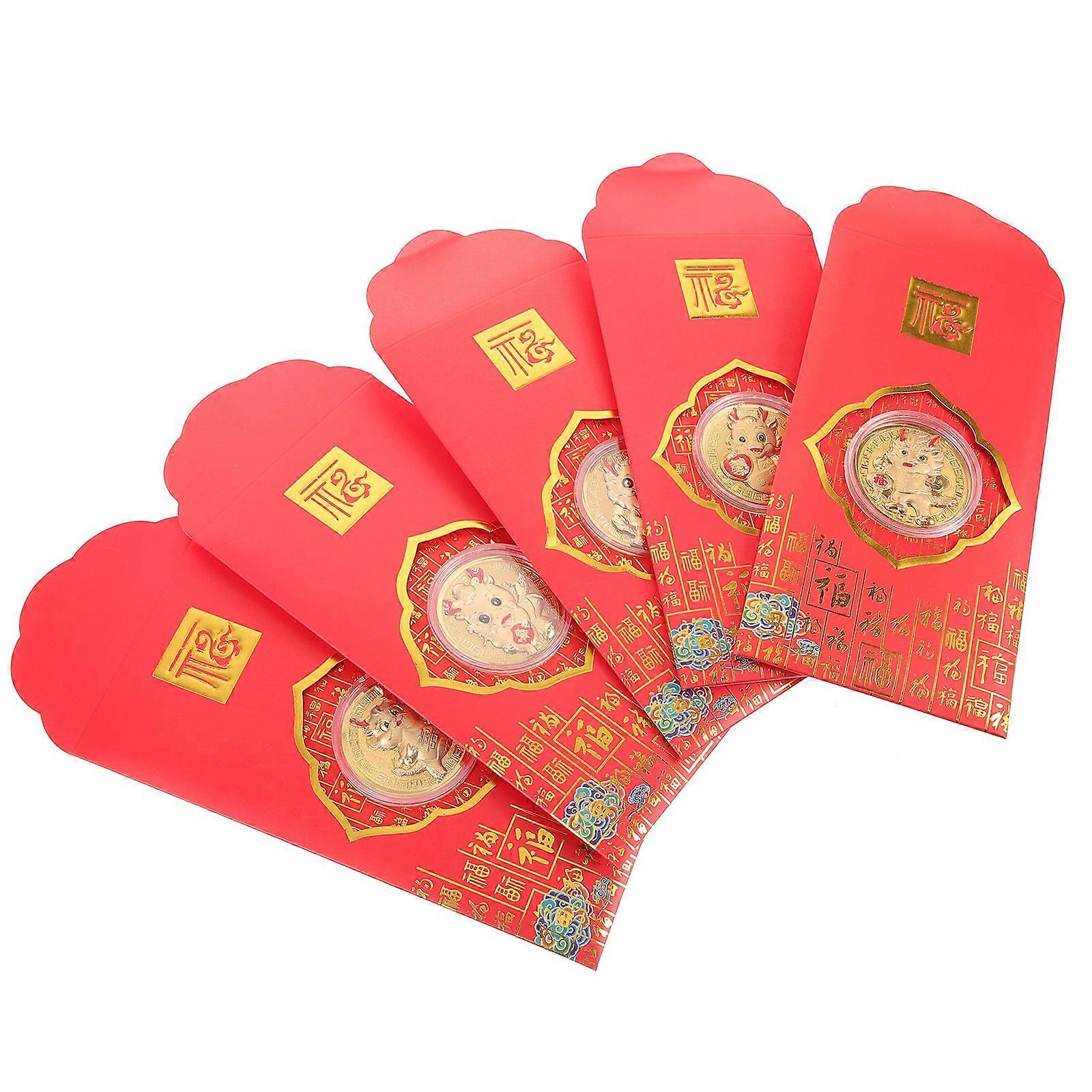 Chinese Spring Festival Red Packet Red Envelopes Gift Giving Assorted Color 5Pcs