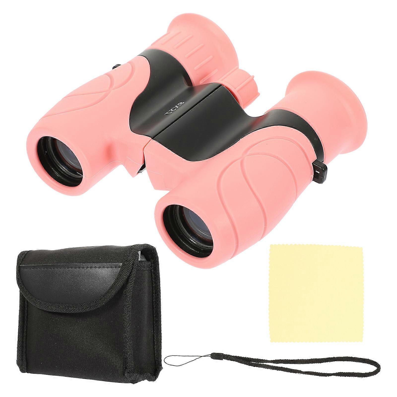 Pink Kids Binoculars for Distant Observation High Definition ABS Material Lightweight Easy to Carry
