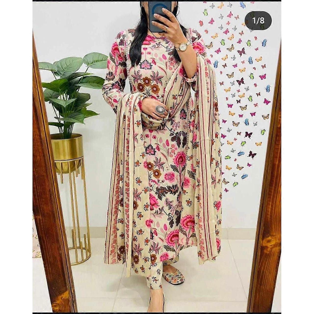 Indisk Designer Topp Tunika Kurta Byxa Dupatta Set Kvinnor Party Wear Etnisk Kurti SC-2191