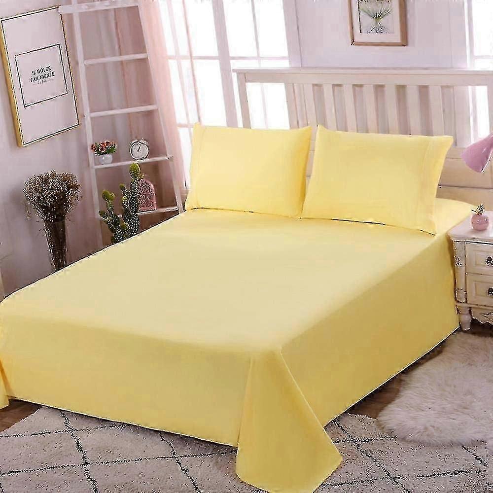 Drap plat jaune 1 personne 100% coton 200X230 cm-draps de lit en coton, sans lastique