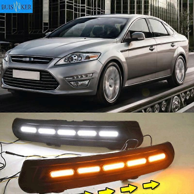 Applicable 1Pair For Ford Mondeo 2011-2013 Car-styling Front LED DRL Daytime Running Light Daylight Driving Fog Lamp Flashing light