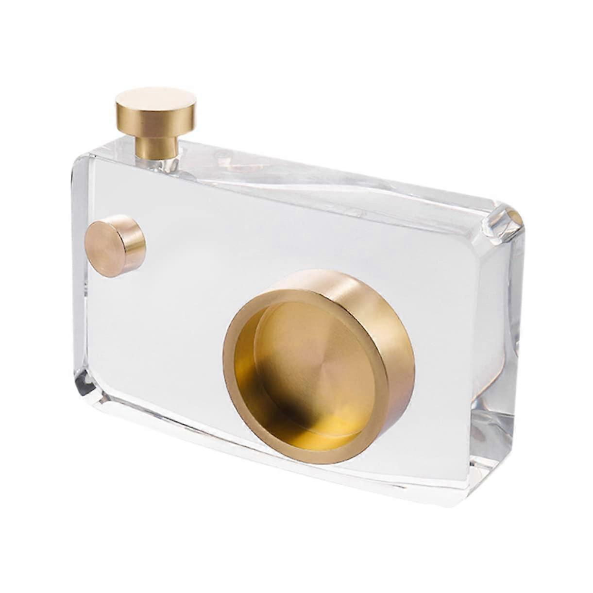 Crystal Camera Statue - Elegant Table Ornament for Living Room, Office, and Hotel Decor - Durable Transparent Design with Stable Flat Base