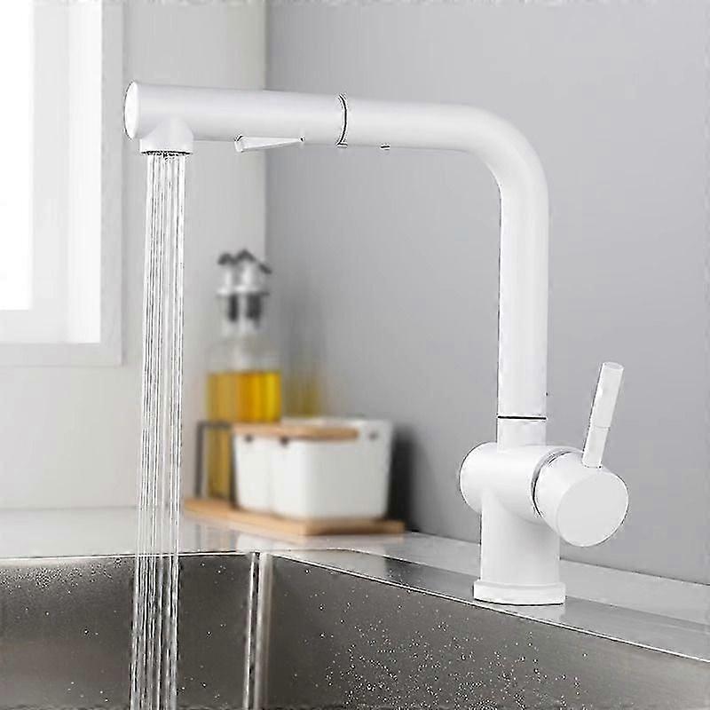 صنبور المطبخ القابل للسحب ، صنبور حوض المطبخ ، صنبور حوض المطبخ مع 2 أوضاع الرش الأبيض