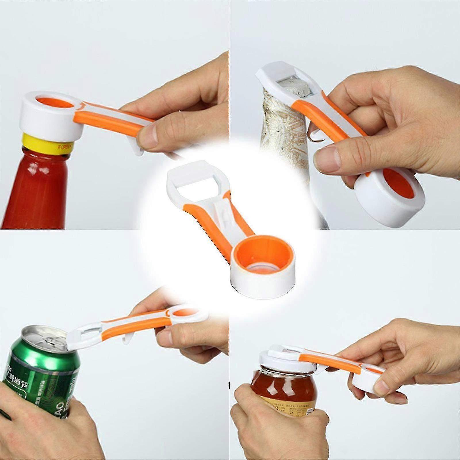 4-in-1 Grip Bottle Opener - Easily Opens Twists Caps, Bottle Caps, Canning Lids And Can Tabs
