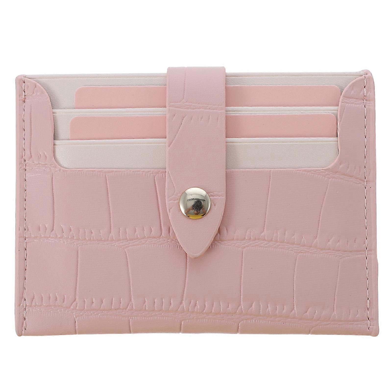 Porte-carte d’identité rose en PU pour une utilisation de rangement léger et élégant 1 pc