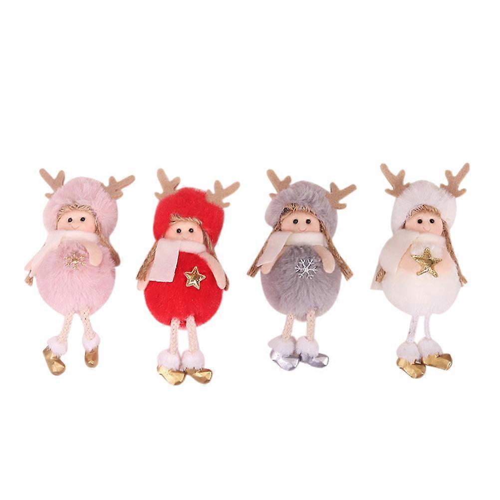 Mini Plush Dolls For Holiday Decorations And Gift Giving In Assorted Color 4Set