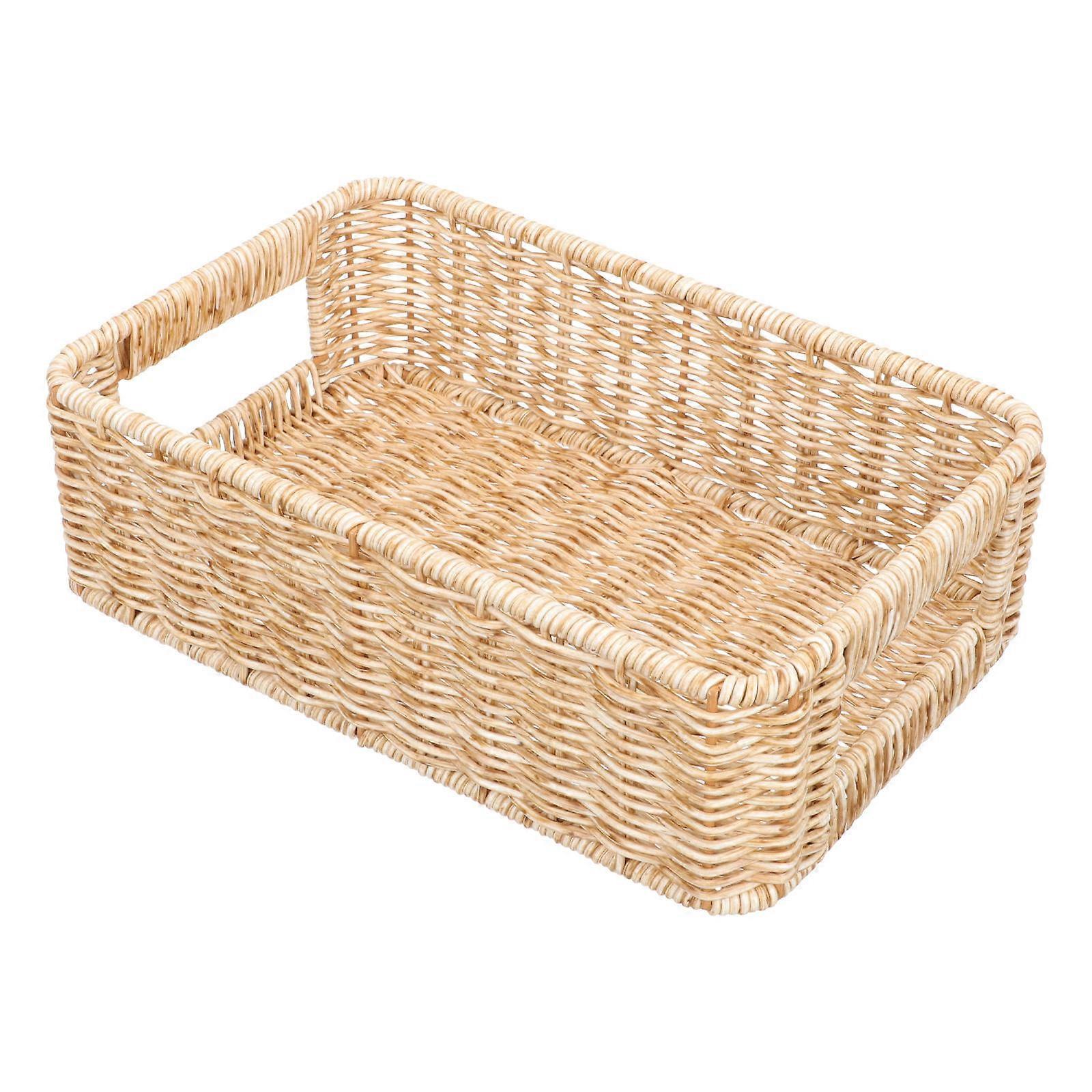Brown Artificial Rattan Storage Basket for Home Decor and Organization Four Piece Set 7.9