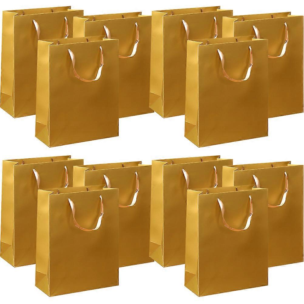 Stylish Golden Paper Wrapping Bag 12Pcs Suitable For Clothes Gifts Daily Use Featuring Edge Banding Process And Durable Construction