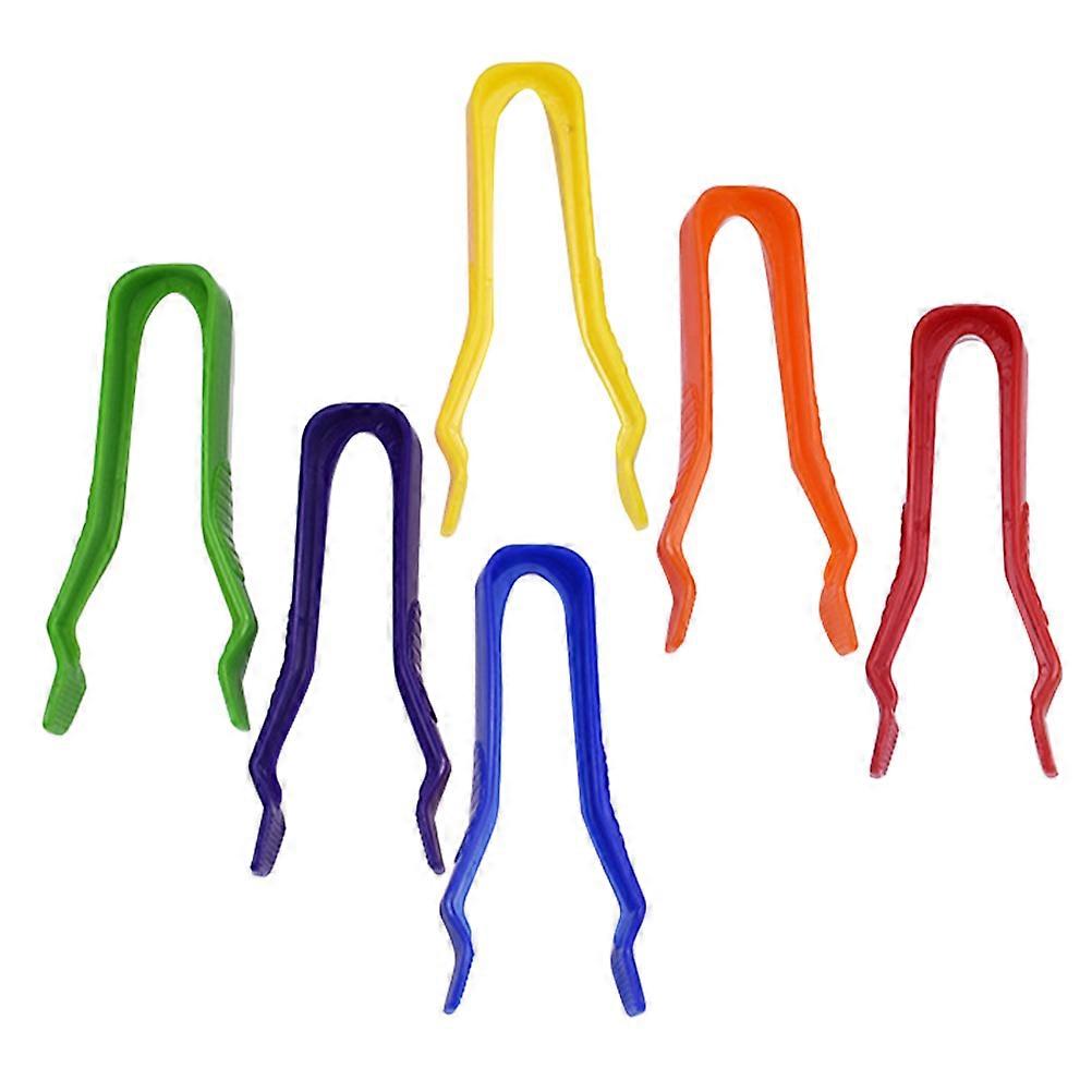 6Set Mini Tongs For Plastic Tweezers Assorted Color Ergonomic Handle