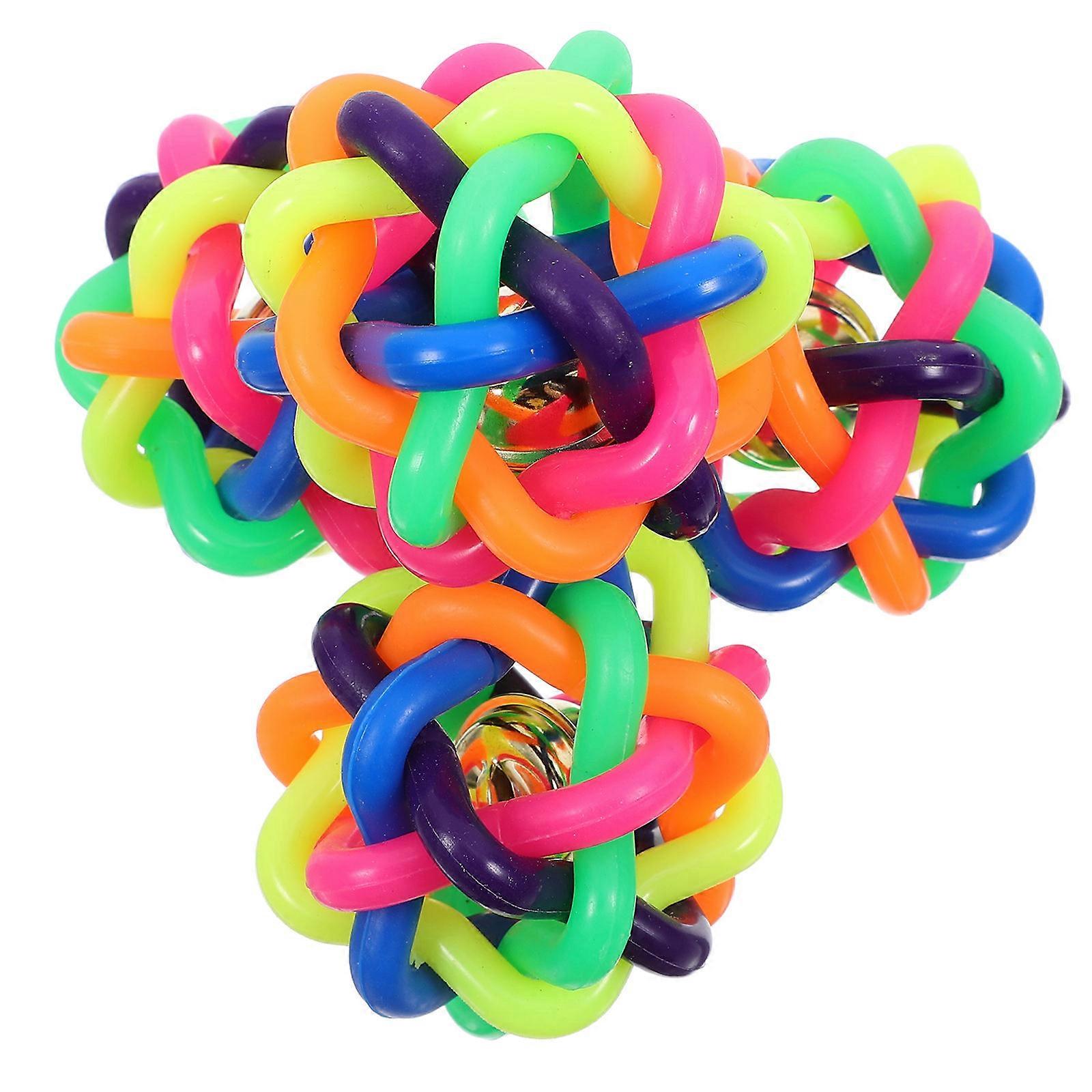 Dog Chew Ball Toy for Pets 4Pcs Colorful Woven Sounding Chewing Ball