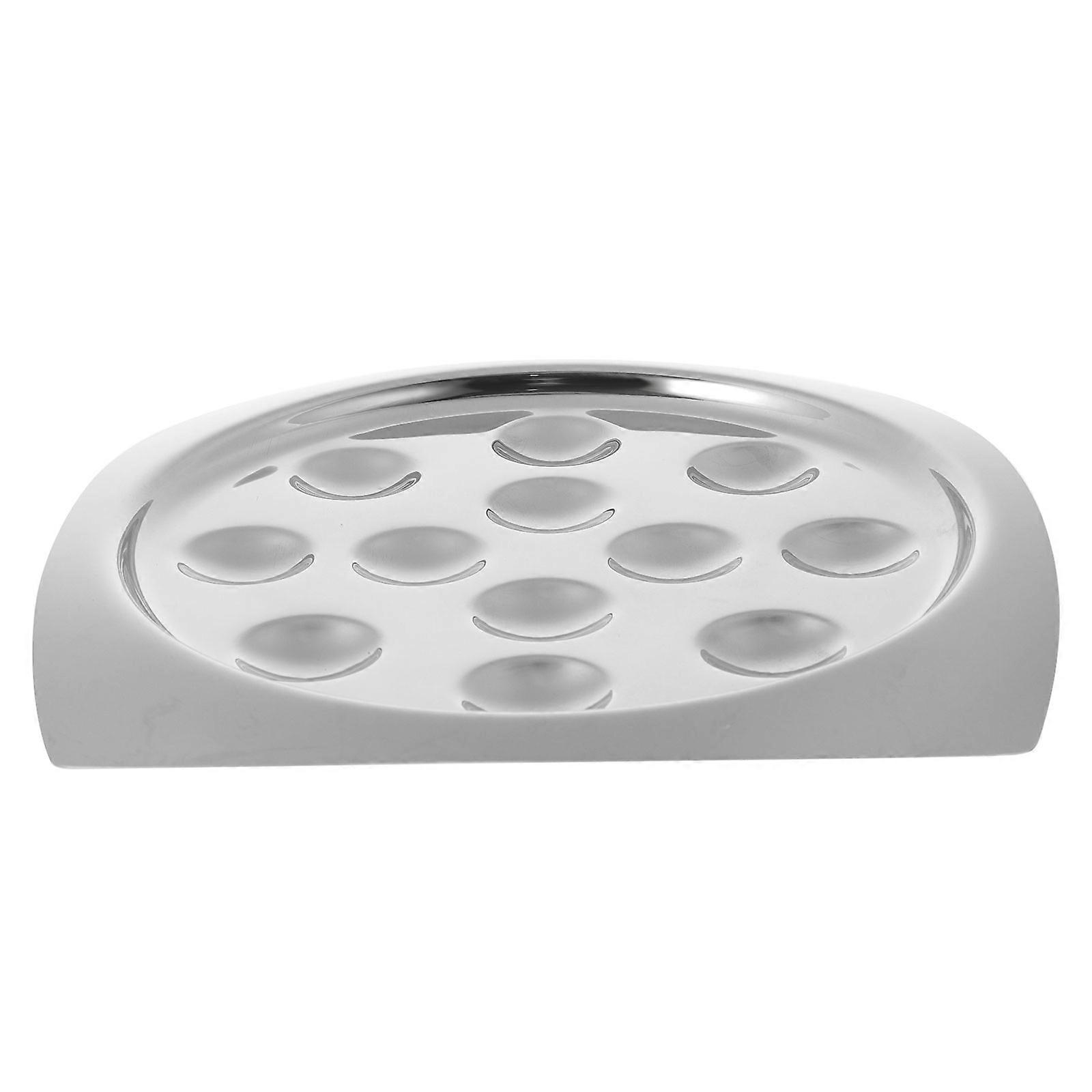 Stainless Steel Escargot Plate with Compartment Holes for Kitchen Use Silver 7 Inch