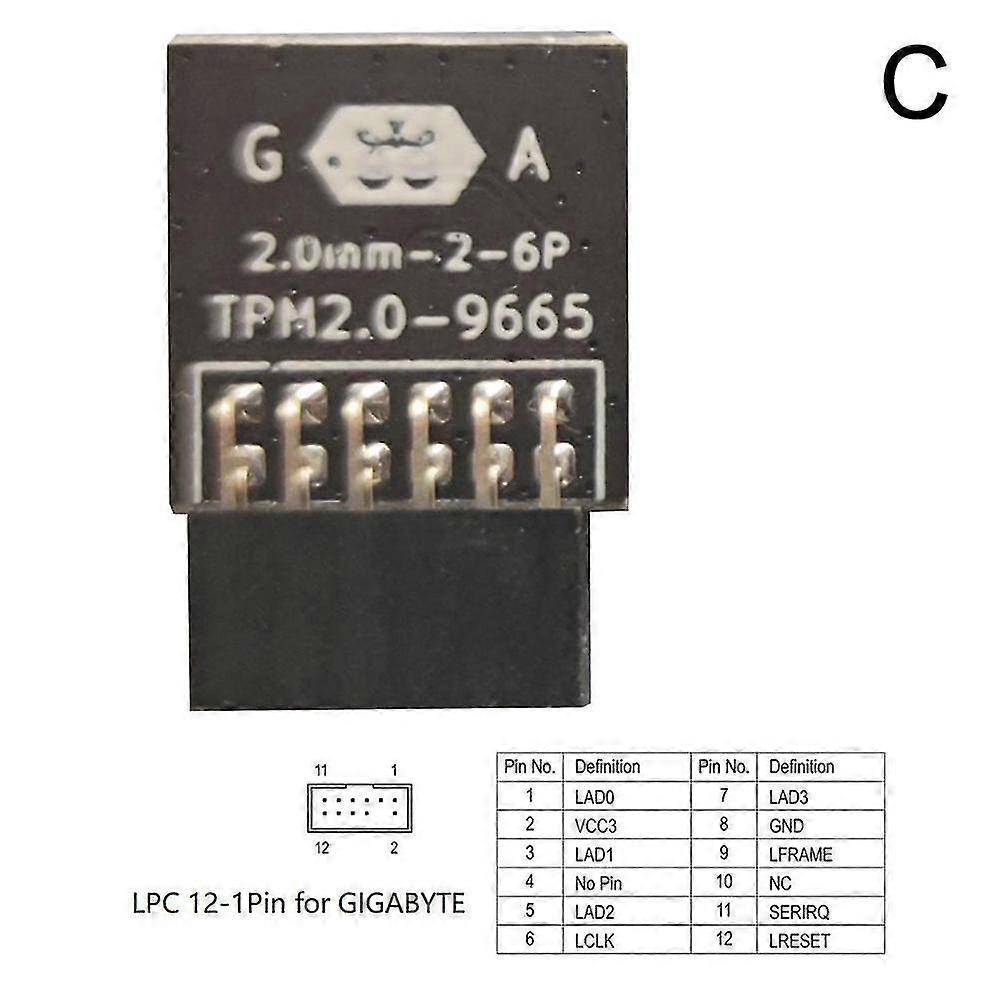 Trusted Platform Module for GIGABYTE GC-TPM2.0_S 12 Pin LPC Interface