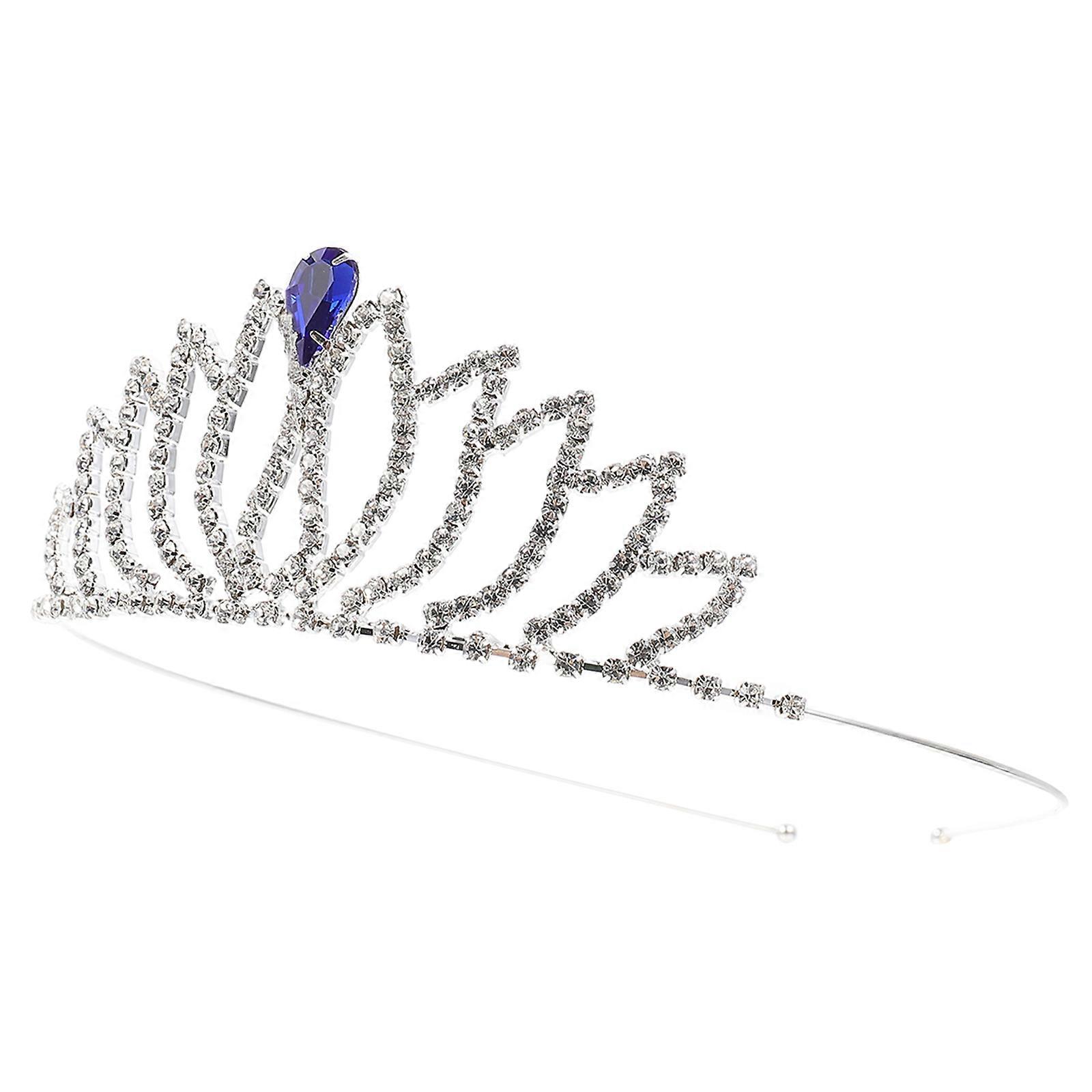 Blue Metal Headband with Crystals for Decoration Lightweight Durable and Elegant One Size Fits Most