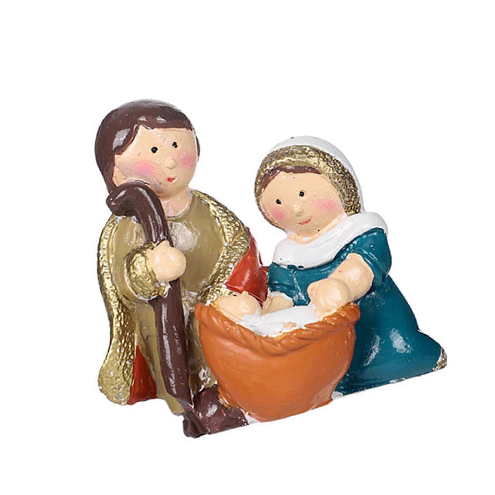 Exquisites Sculpture Resin Scene Nativity Scene Figurine Suitable For Decorations And Family Religious Displays Multicolor