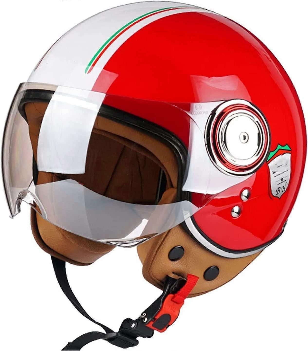 Vespa Open Face Helmet Men Women Jet Pilot Half Face Motorcycle Scooter Chopper Cruiser Moped DOT/ECE Approved Size M