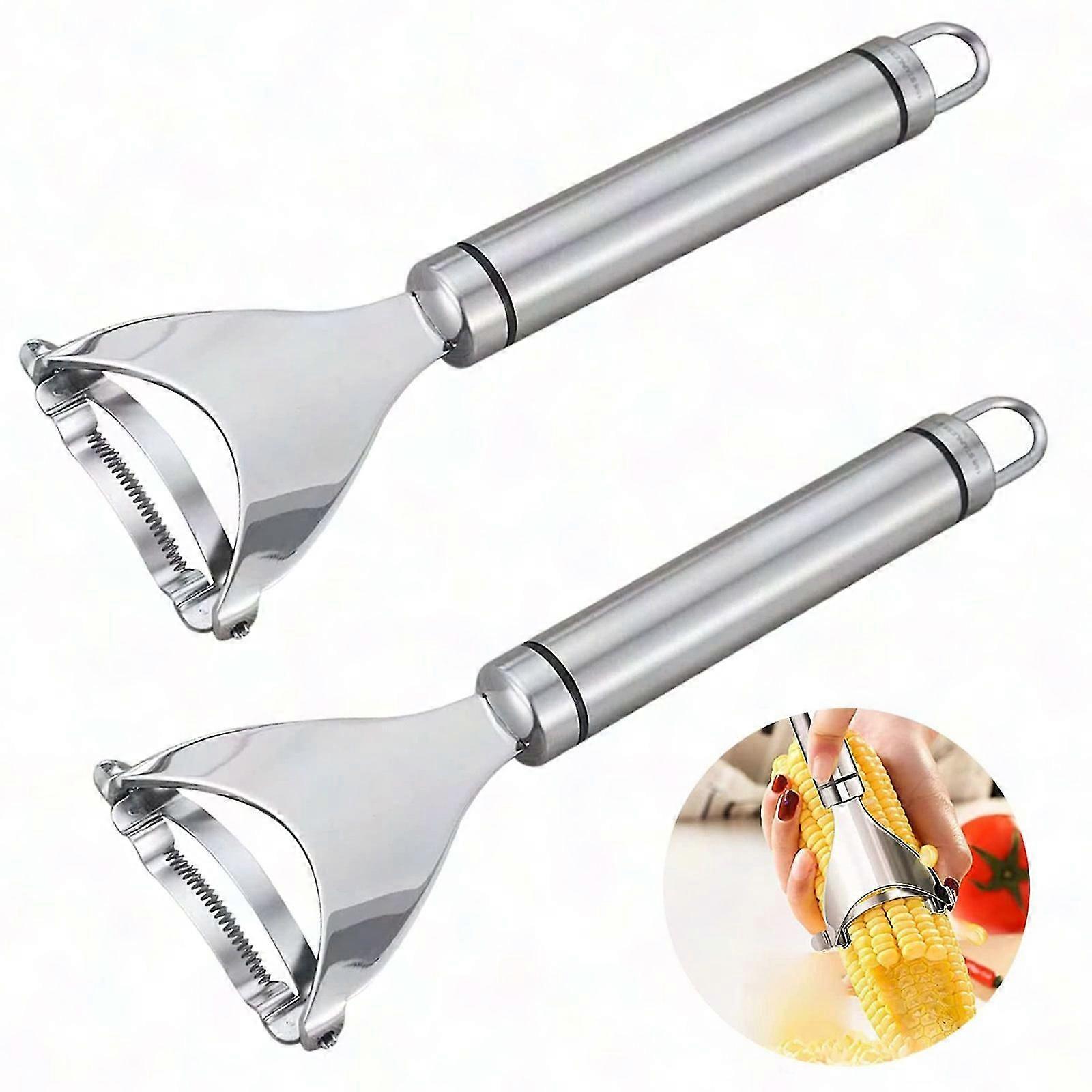 Stainless Steel Corn Peeler & Stripper Tool - Quick Kernel Remover for Corn Cobs, 2-Pack Kitchen Gadget