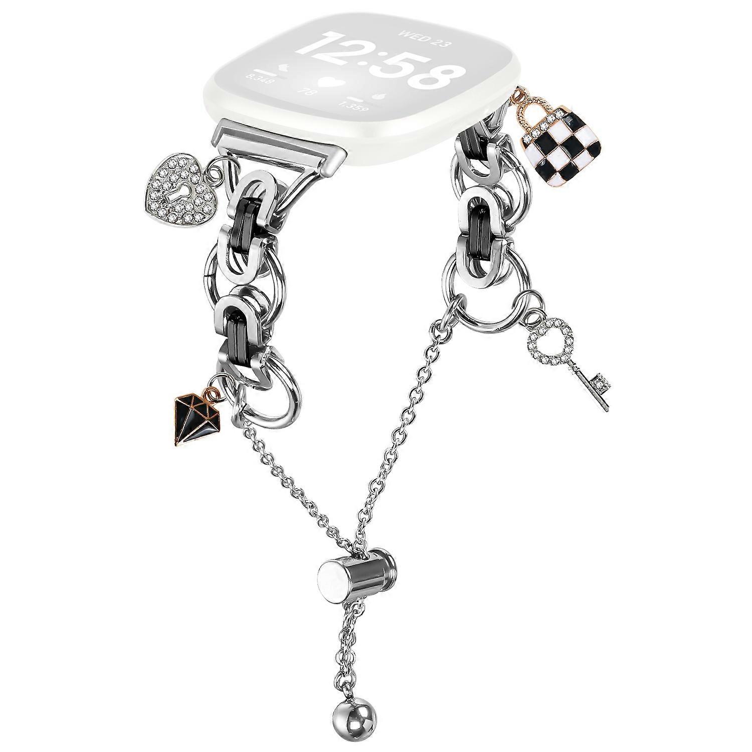 For Fitbit Versa 3/Sense Electroplated Metal Alloy Band Single Loop Chain Bracelet Strap