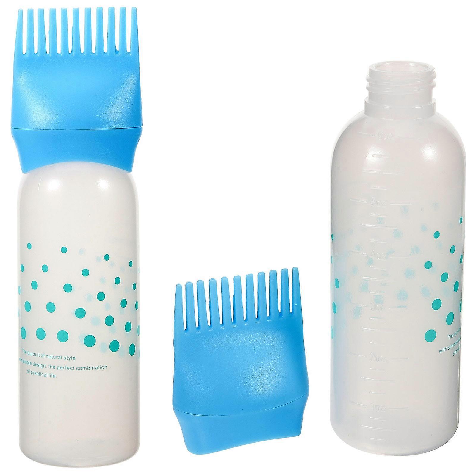Sky-blue Hair Color Applicator Bottle with Comb for Use Plastic 2 pcs