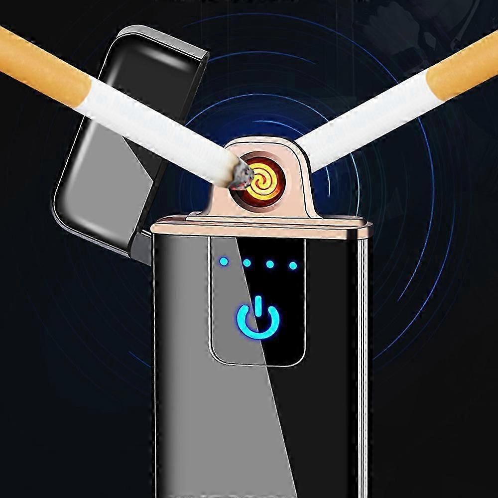 USB Rechargeable Windproof Lighter - Portable Double-Side Touch Sensor Lighter for Outdoor Use in Britain