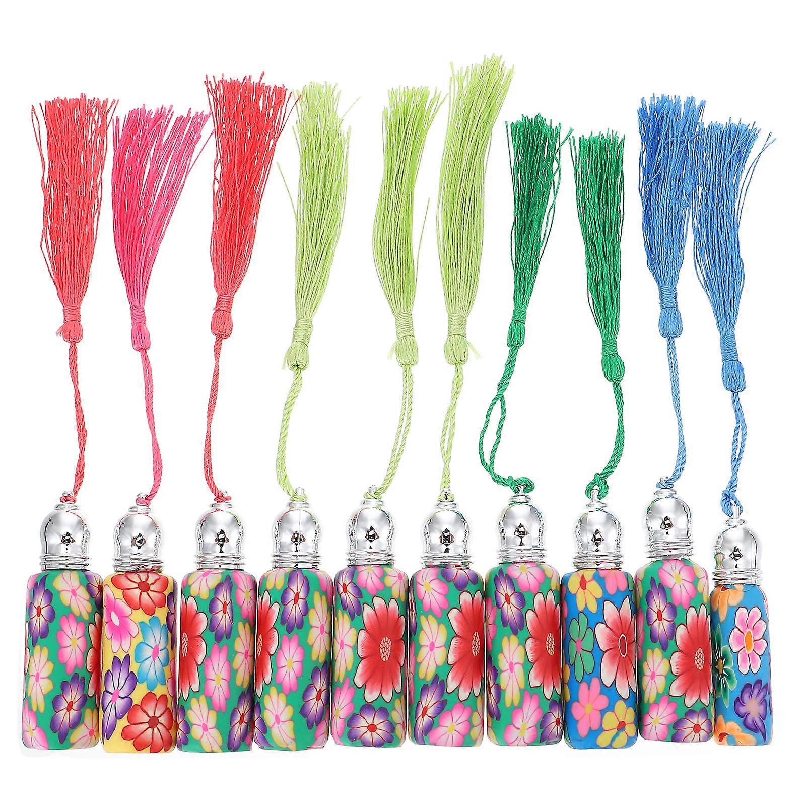 Refillable Roll on Bottle 10Pcs Suitable for Dispenser Travel Glass Assorted Color Leak-Proof
