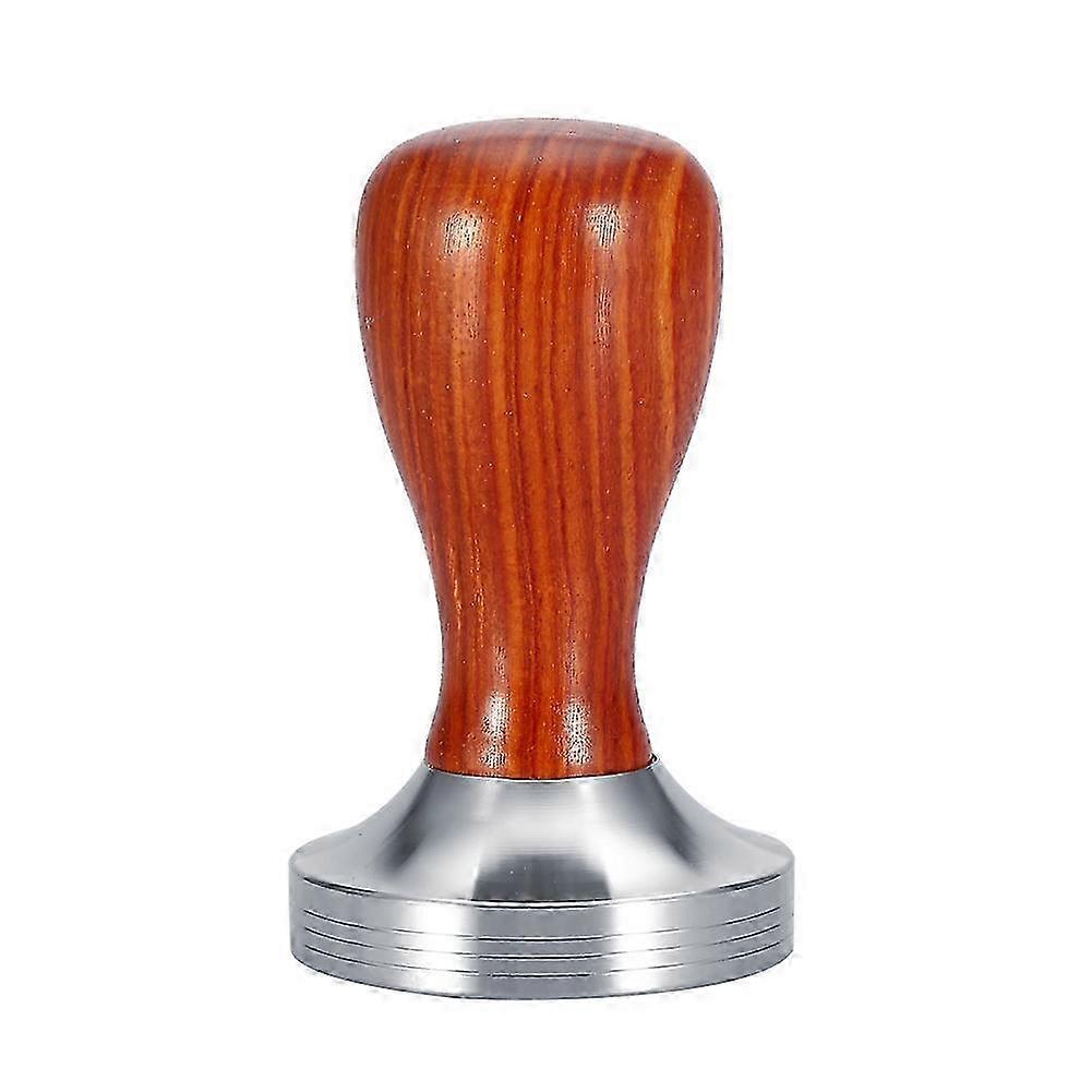 Handheld Red Sandalwood Handle Coffee Tamper Thread Base Bean Press Tool (58mm Dia)