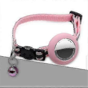 Pink Airtag Cat Collar, Reflective Airtag Cat Collar With Bell And Silicone Waterproof Airtag Holder