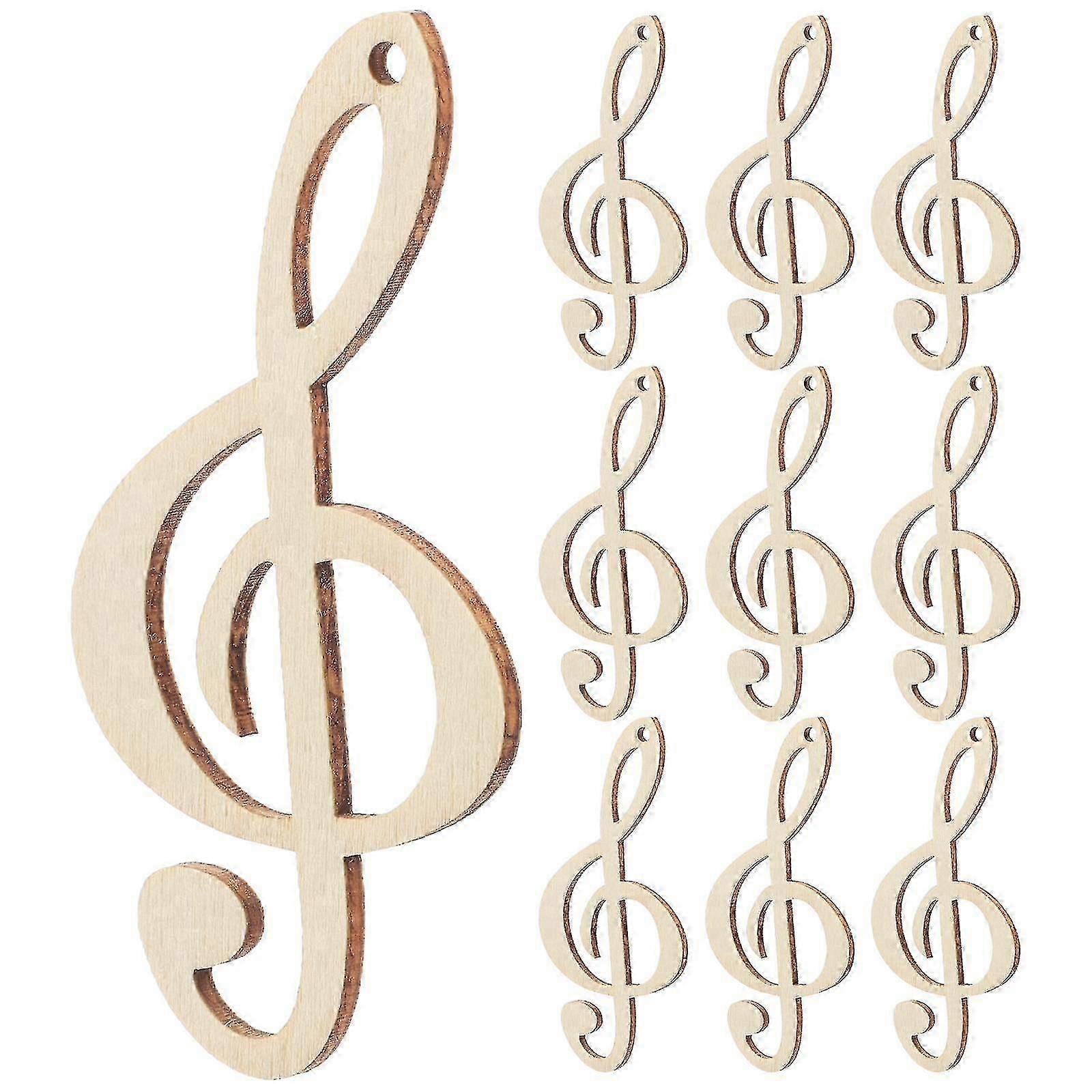 10 قطع الموسيقى ملاحظة على شكل قواطع شرائح الخشب شرائح الخشب غير المكتملة قطع الخشب DIY الديكورات